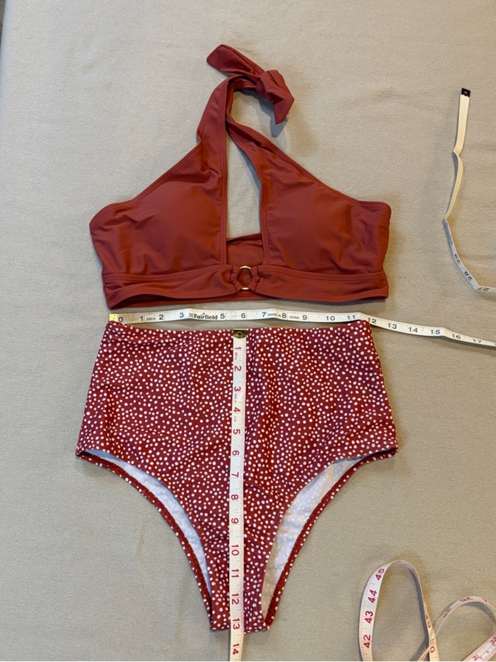 SHEIN Swim Burnt Orange High-Waist Polka Dot Bikini Set Medium